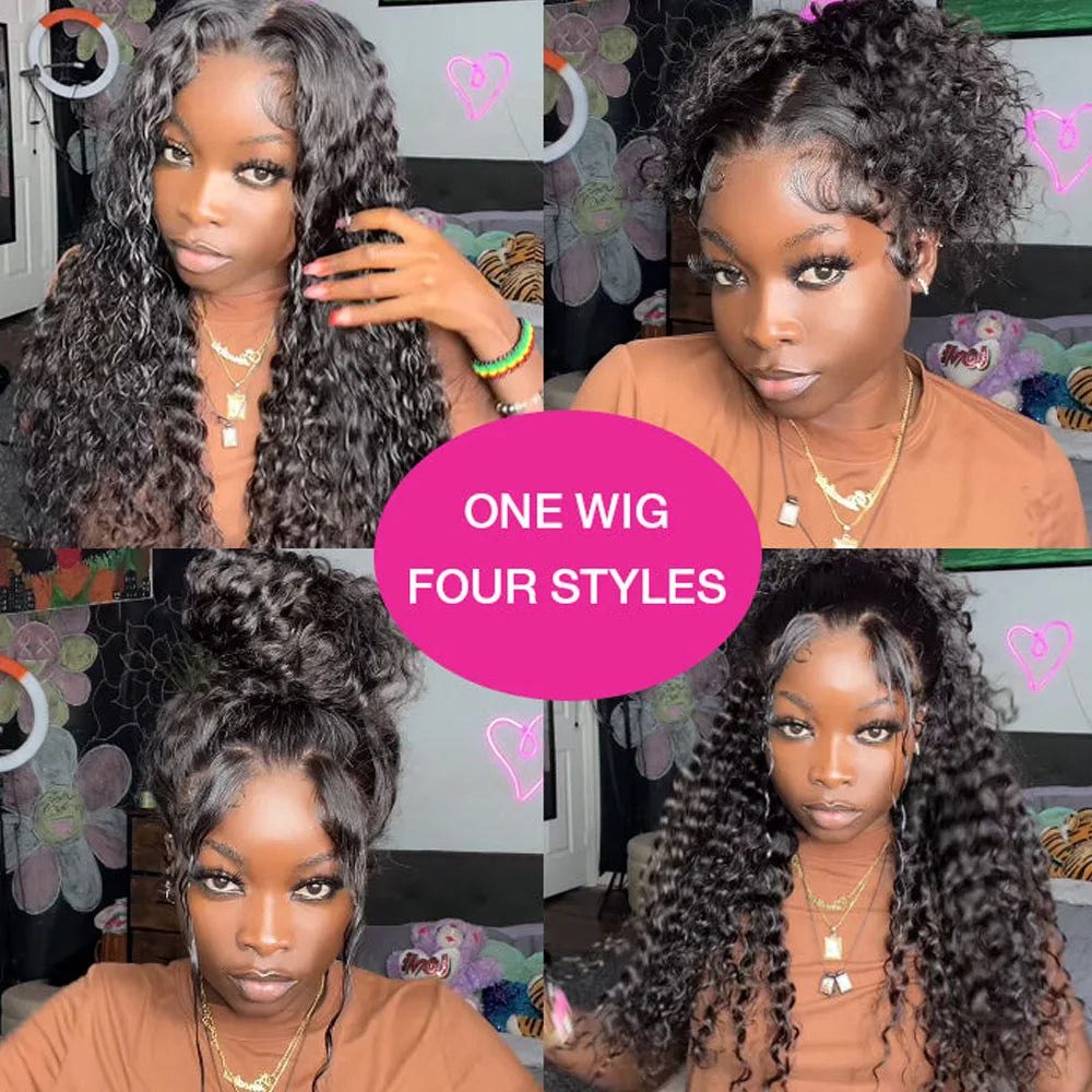 250 Density Deep Wave 360 Full Hd Lace Front Human Hair Wig Pre Plucked Water Wave 13X6 Lace Frontal Wig Glueless Wig Human Hair