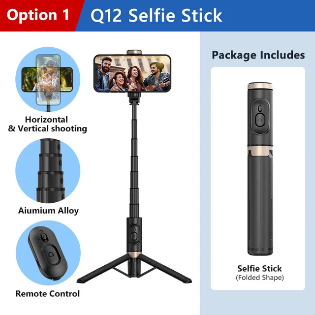 2025 NEW Bluetooth Selfie Stick  Foldable Wireless Tripod with Bluetooth Shutter Monopod Live Photograph for iphone