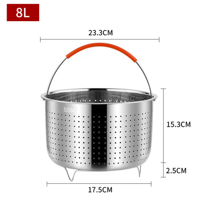 Marveloustoree 304 Stainless Steel Rice Steamer Electric Rice Cooker Liner Steamer Compartment Pressure Cooker Steamer Water-Insulated Steamer Rack