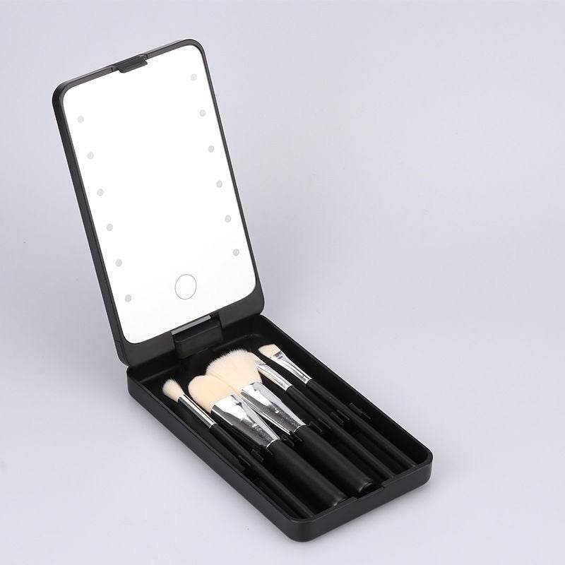 LED Folding Rotating Cosmetic Mirror Box with Brush - MarvelouStoree