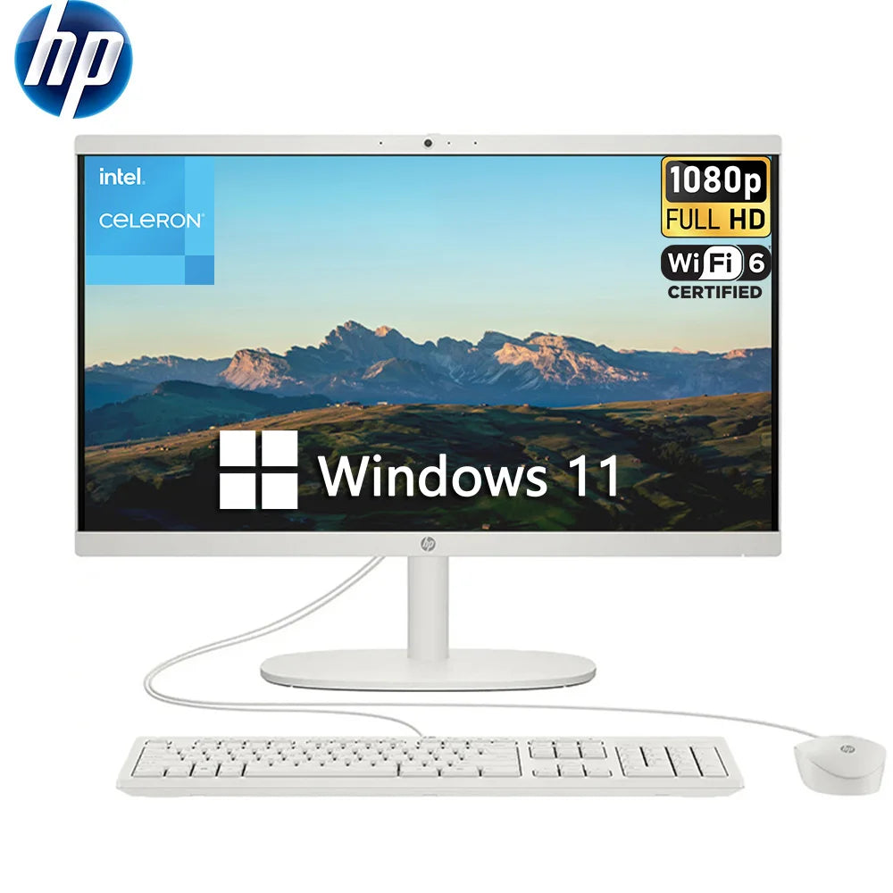 HP 21.5-inch All-in-One Desktop Computer, Anti-Glare 1080P FHD Display, Intel Celeron J4025 Processor, Up to 32GB RAM, 2TB SSD