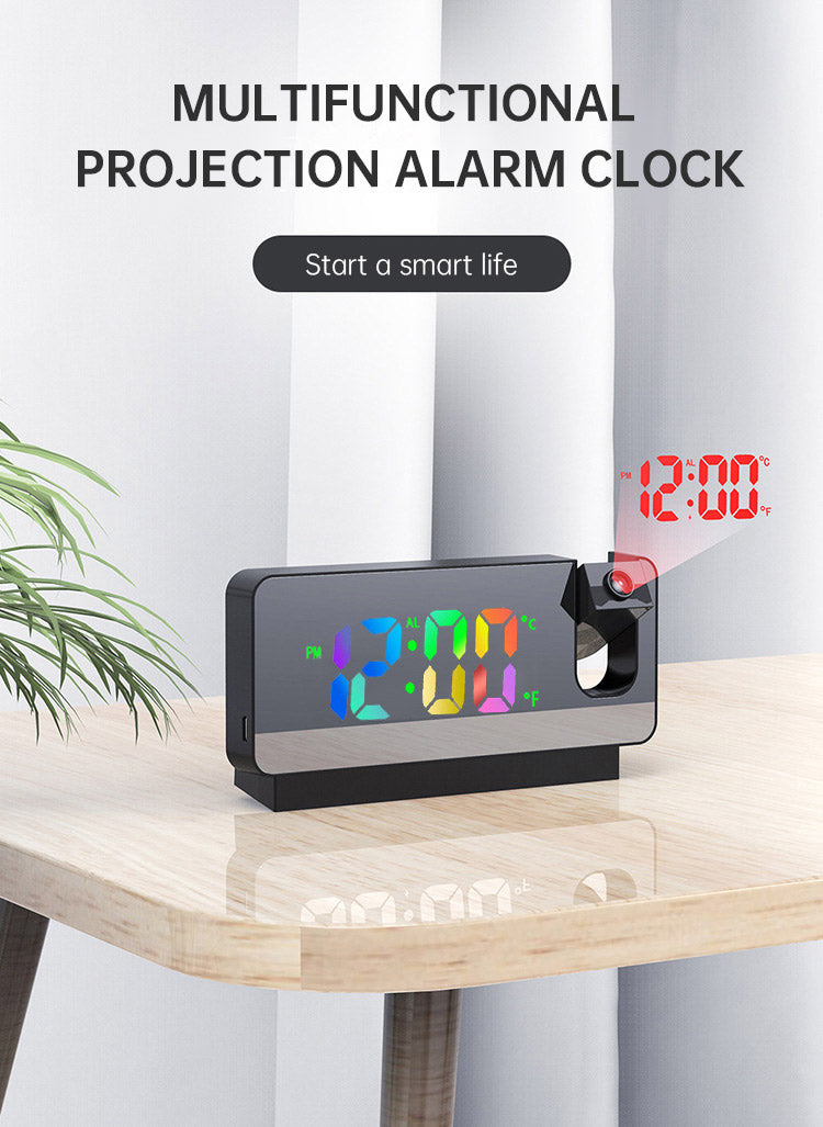 180° Rotation LED Digital Projection Alarm Clock USB Electronic Ceiling Projector Alarm Clock for Bedroom Bedside Desktop Clock