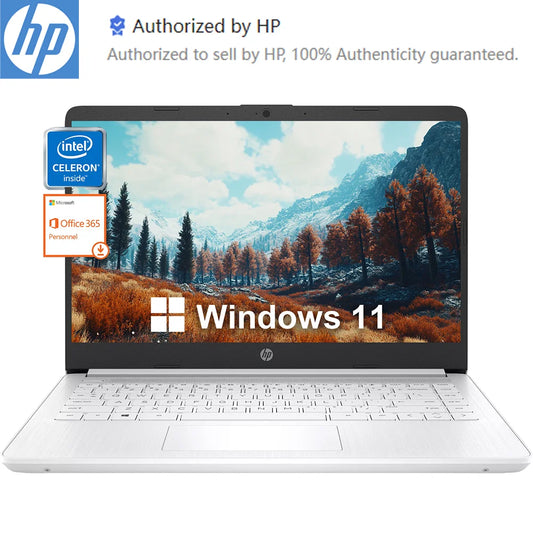 HP Newest 14" Business Laptop,Intel Celeron N4120,Up to 16GB RAM,320GB Storage(64GB eMMC+256GB Micro SD),1Year Office 365,White