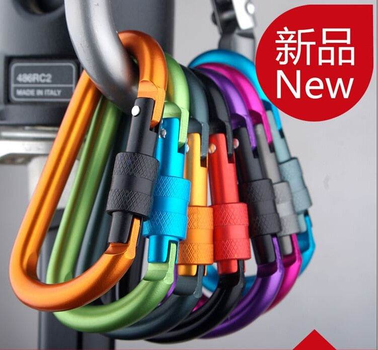 carabiner climbing 8cm locking type d quickdraw carabiner buckle buckle hanging aluminum nut backpack buckle - MarvelouStoree