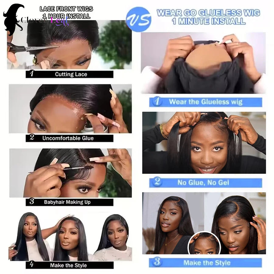 26inch Glueless Wig Human Hair Ready To Wear Straight 6x4 4x4 Pre-Cut Glueless Wigs Pre-Plucked Top Brazilian Wigs for Women