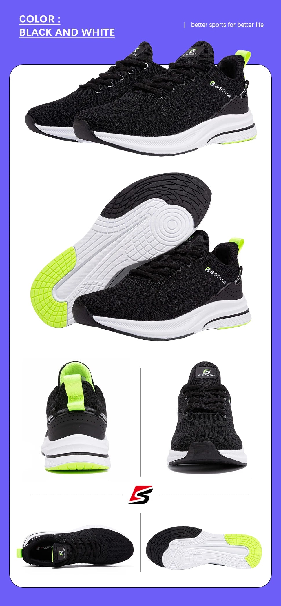 Baasploa Lightweight Running Shoes For Men 2022 Men's Designer Mesh Casual Sneakers Lace-Up Male Outdoor Sports Tennis Shoe