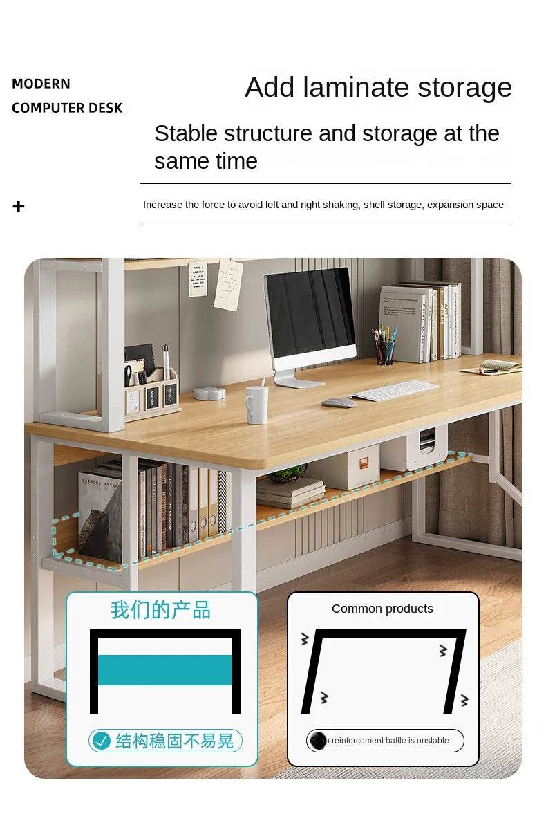 Computer Study Desk With Storage Bookshelf Office Workstation Organizer Desk for Home Students Professionals Length 100/120cm - MarvelouStoree