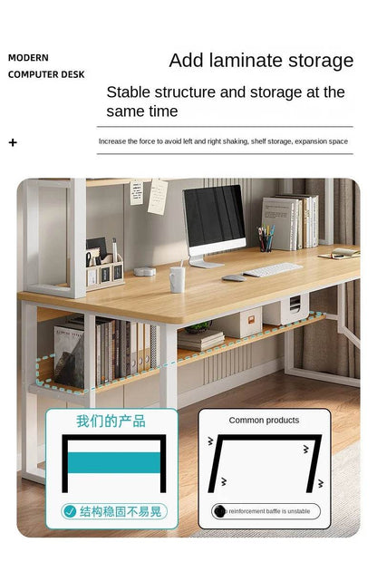 Computer Study Desk With Storage Bookshelf Office Workstation Organizer Desk for Home Students Professionals Length 100/120cm - MarvelouStoree