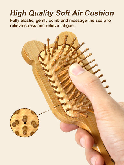 Eco Bamboo Hair Brush Nature Wooden Anti-Static Detangle Brush Hair Scalp Massage Comb Air Cushion Styling Tools for Women Men