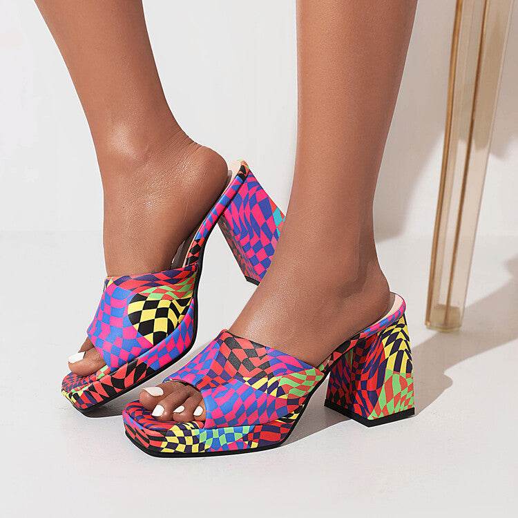 Summer Thick Heel High Heel Flat Sandals Women's Shoes Decors Large 40-43 - MarvelouStoree