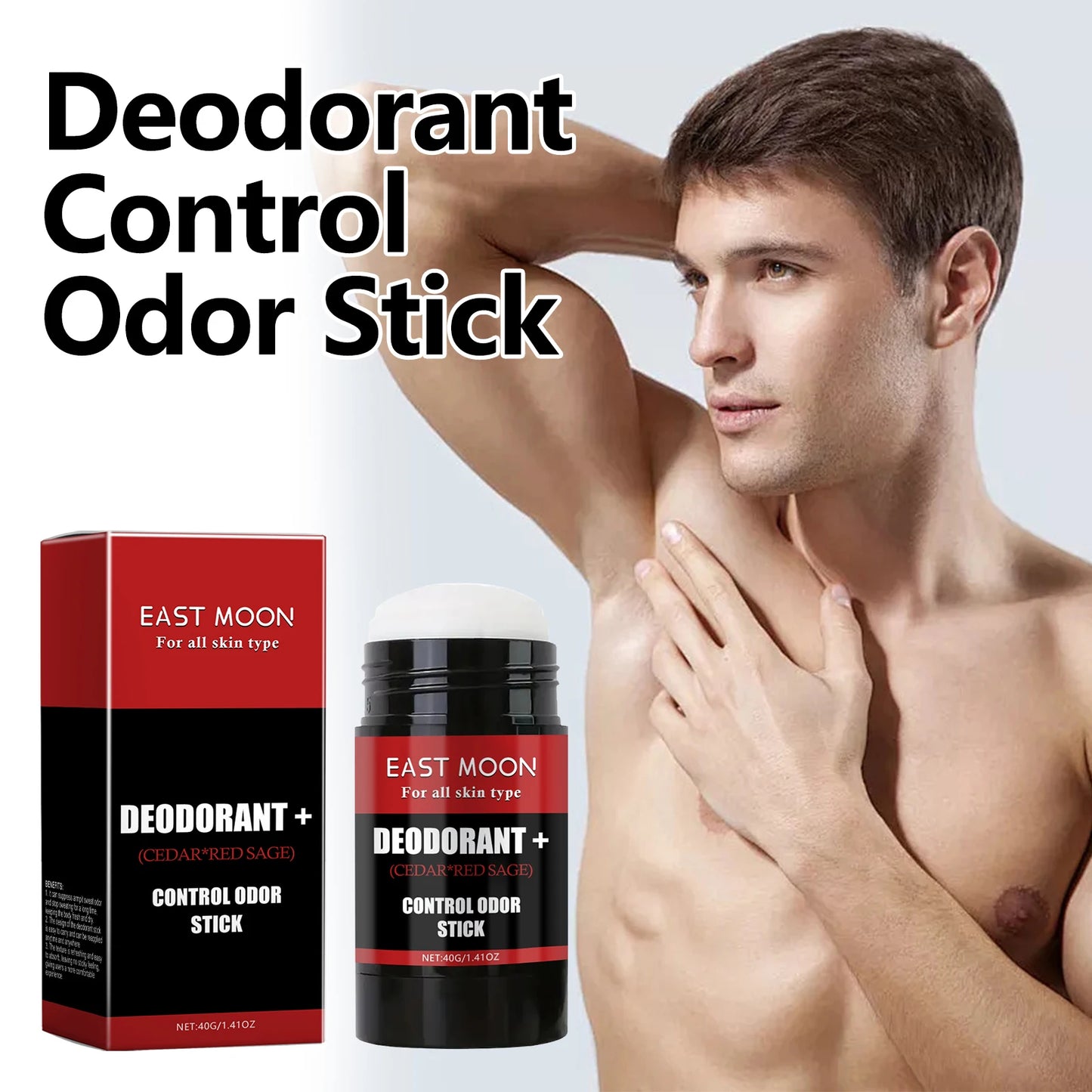 East Moon Natural Deodorant+ Stick Sweat & Odor Control Sensitive & Normal Skin Men Protection Antiperspirant Control Odor Stick