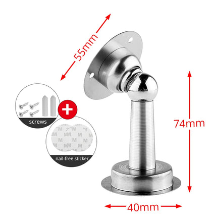 KAK Stainless Steel Magnetic Doorstop Non-Punch Wind-Proof Door Stopper Wall Mounted Floor Mounted Door Holder Door Hardware