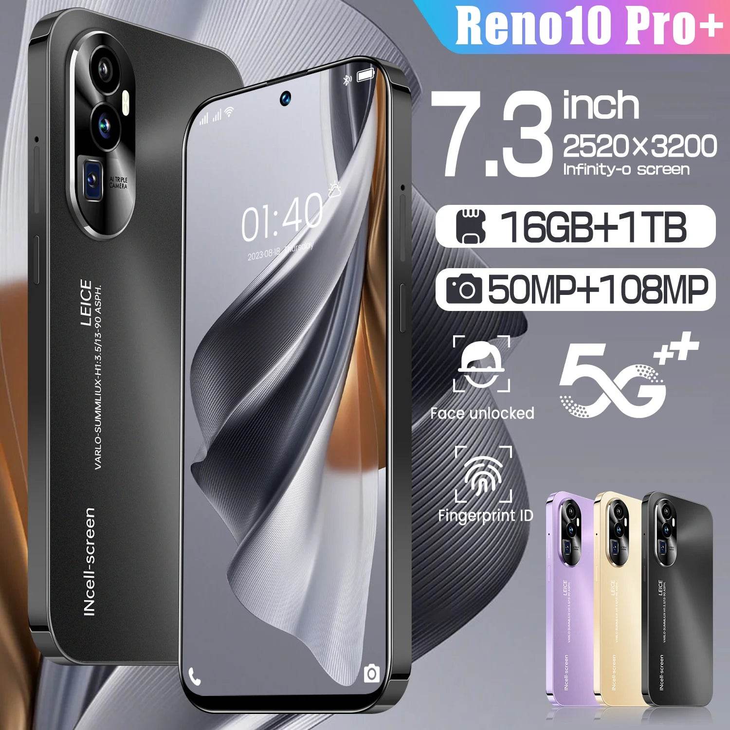 2025 Reno10 Pro+ Smartphone 7.3inch Full Screen 4G/5G Cell Phone 16TB+1TB 7800mAh Mobile Phones 108MP Global Version Celulares - MarvelouStoree