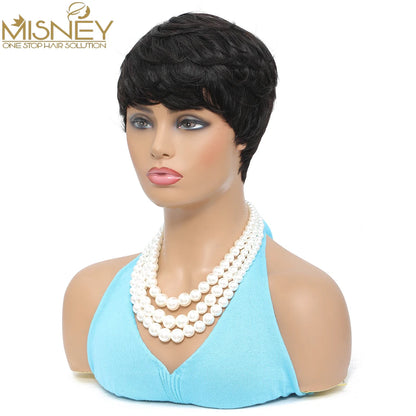 Short Bob Straight Human Hair Wigs Natural Color Brazilian Remy Hair Pixie Cut Wig Cheap Human Hair Wig For Black Women Misney