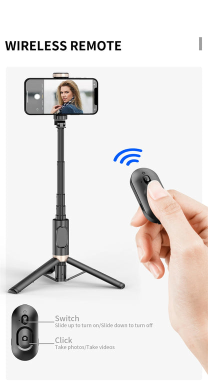 2025 NEW Bluetooth Selfie Stick  Foldable Wireless Tripod with Bluetooth Shutter Monopod Live Photograph for iphone