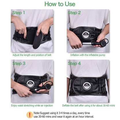 HailiCare Inflatable Traction Belt Lumbar Hot Moxibustion Massage Lumbar Disc Magnetic Therapy Belt - MarvelouStoree