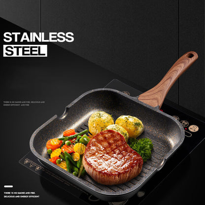 Steak frying pan multifunctional steak frying special pot stripe rice stone non stick pot