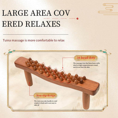 Handheld 34 Beads Home Massaging Device wood stick massage tool Body Massage Wooden Guasha Tool for Relaxation - MarvelouStoree