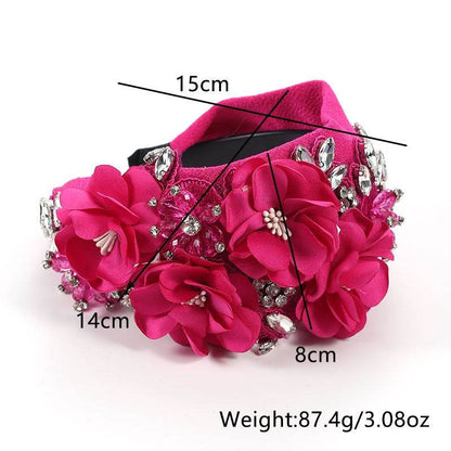 Handmade fabric three-dimensional flower embroidery headband - MarvelouStoree