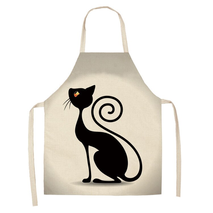 Cat Kitchen Aprons For Women Cotton Linen Bibs Household Cleaning Pinafore Home Cooking Apron kids kitchen barber