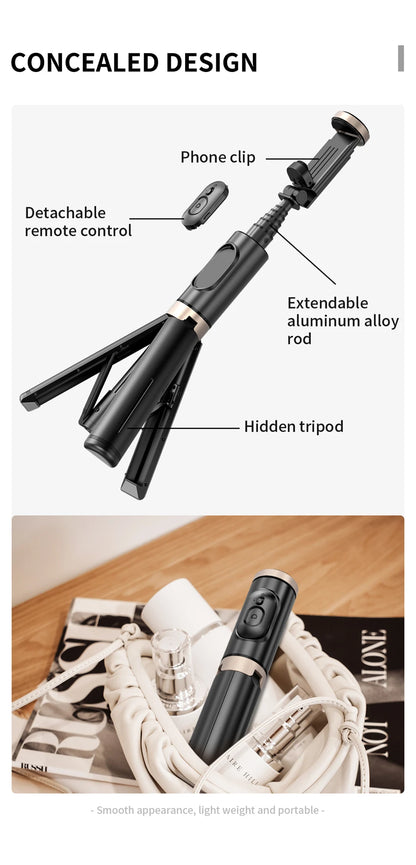 2025 NEW Bluetooth Selfie Stick  Foldable Wireless Tripod with Bluetooth Shutter Monopod Live Photograph for iphone