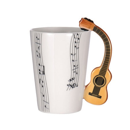 Guitar Ceramic Cup Personality Music Note Milk Juice Lemon Mug Coffee Tea Cup Home Office Drinkware Unique Gift