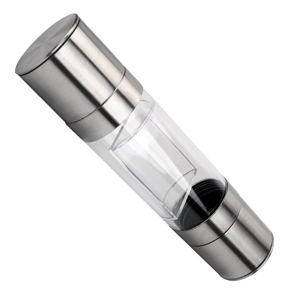 Pepper Grinder 2 in 1 Stainless Steel Manual Salt Pepper Mill Grinder Seasoning Grinding for Cooking Restaurants - MarvelouStoree