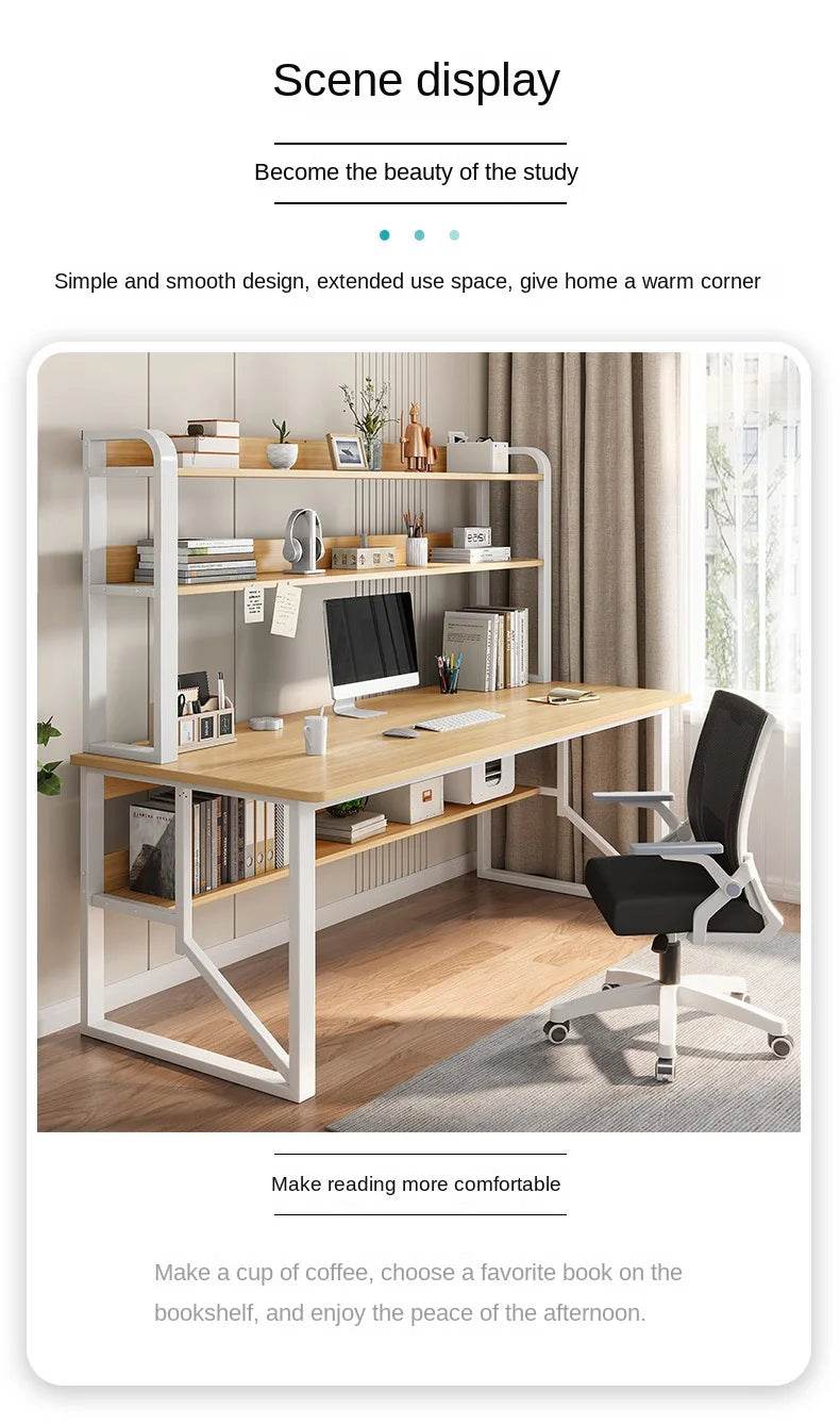 Computer Study Desk With Storage Bookshelf Office Workstation Organizer Desk for Home Students Professionals Length 100/120cm - MarvelouStoree