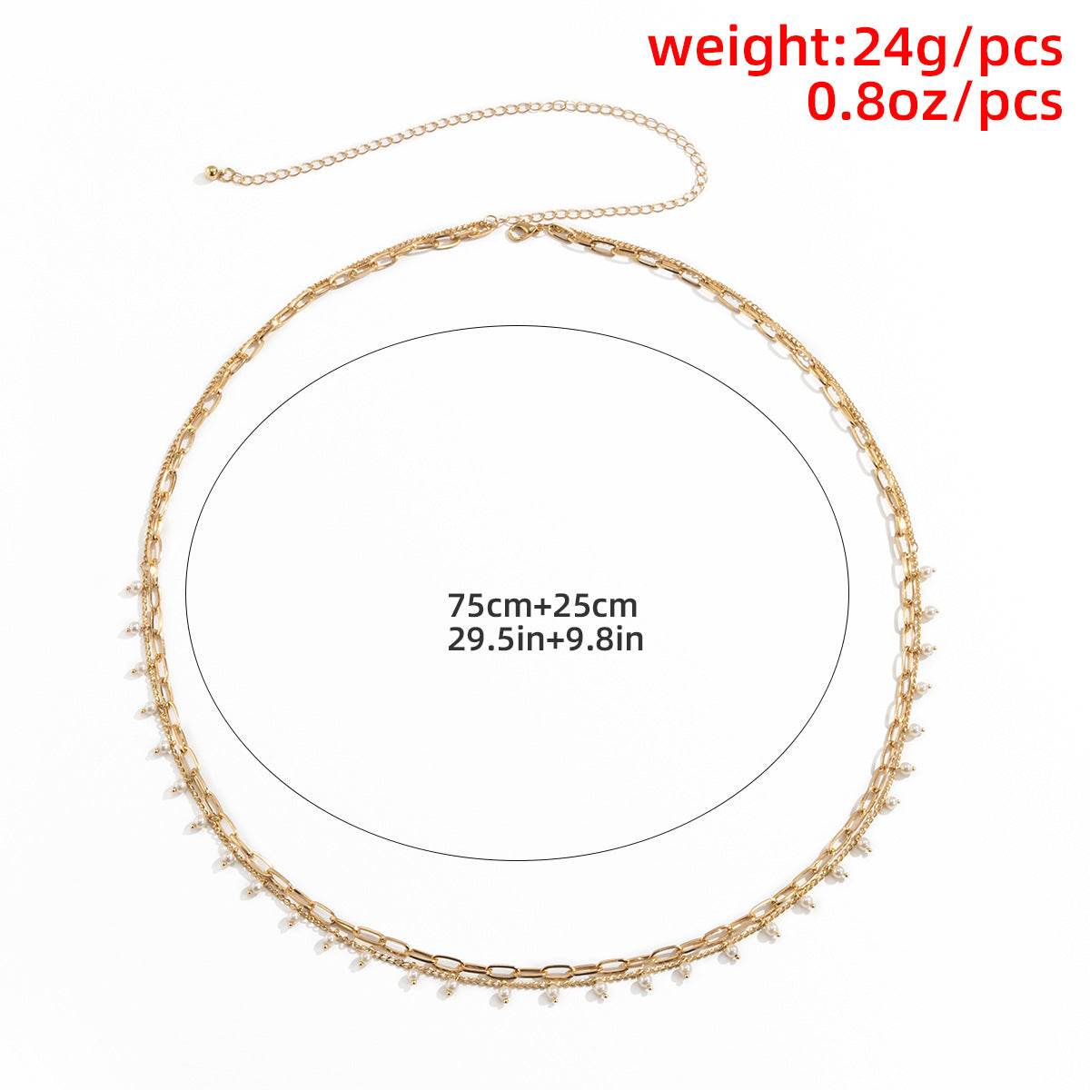 Temperament imitation pearl waist chain Retro multi-layer chain geometric body chain - MarvelouStoree