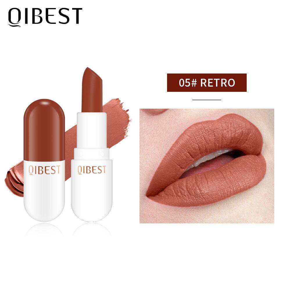 QIBEST Mini Capsule Lipstick Velvet Matte Lipstick Long Lasting Waterproof Pill Lipstick - MarvelouStoree