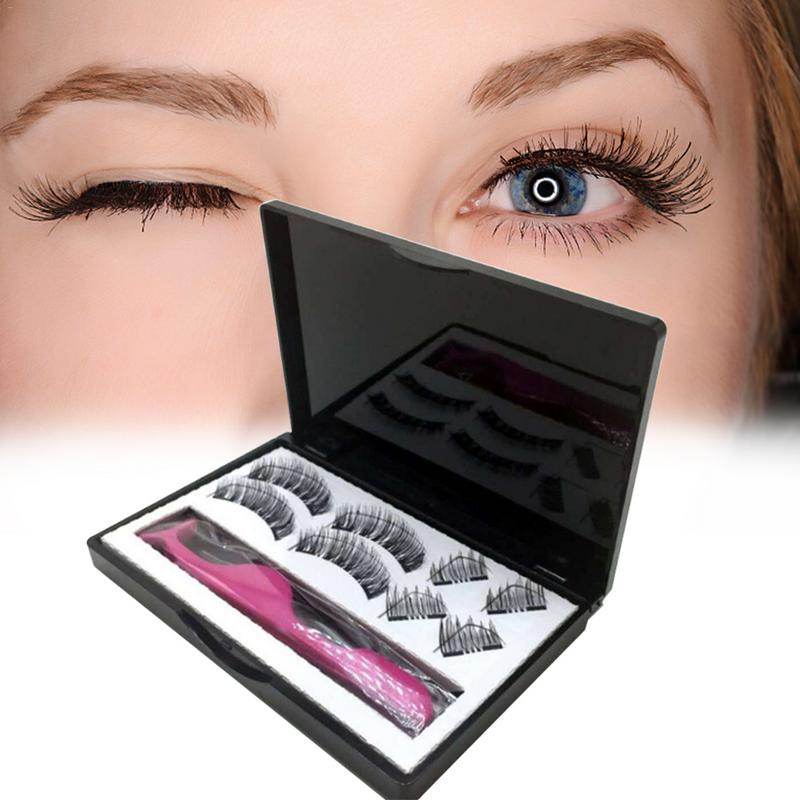 8pcs Magnetic eyelashes with 3 magnets handmade 3D magnetic lashes natural false eyelashes magnet lashes with gift box 40 - MarvelouStoree