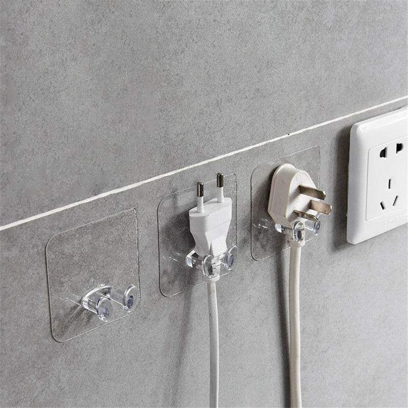 Transparent Power Plug Traceless Sticker Hook Viscose Storage Sticky Hook Wire Plug Bracket Hook - MarvelouStoree