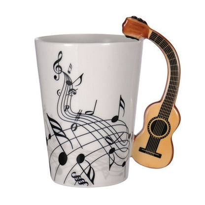 Guitar Ceramic Cup Personality Music Note Milk Juice Lemon Mug Coffee Tea Cup Home Office Drinkware Unique Gift