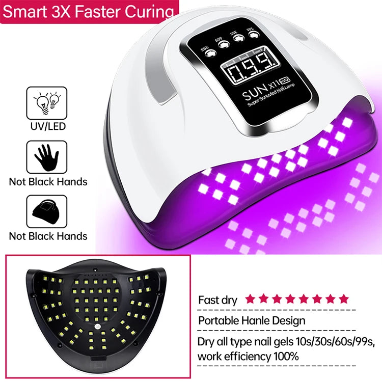 66LEDs Powerful UV LED Nail Dryer For Drying Nail Gel Polish Portable Design With Large LCD Touch Screen Smart Sensor Nail Lamp