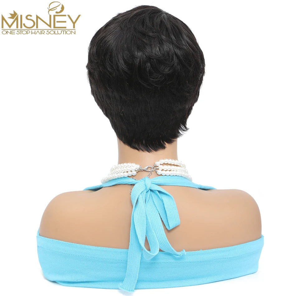 Short Bob Straight Human Hair Wigs Natural Color Brazilian Remy Hair Pixie Cut Wig Cheap Human Hair Wig For Black Women Misney