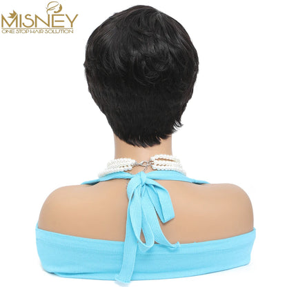 Short Bob Straight Human Hair Wigs Natural Color Brazilian Remy Hair Pixie Cut Wig Cheap Human Hair Wig For Black Women Misney