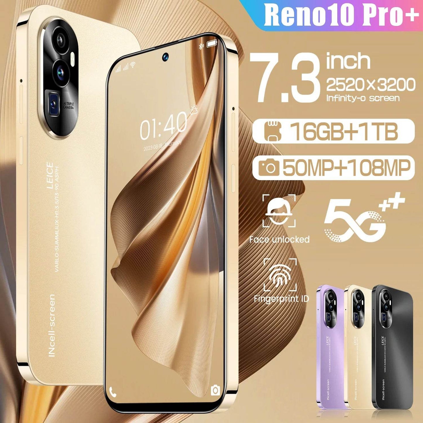 2025 New Reno 10 Pro Smartphone 7.3 inch Full Screen 5G Cell Phone 16TB+1TB 7800mAh Mobile Phones 108MP Global Version Celulares - MarvelouStoree