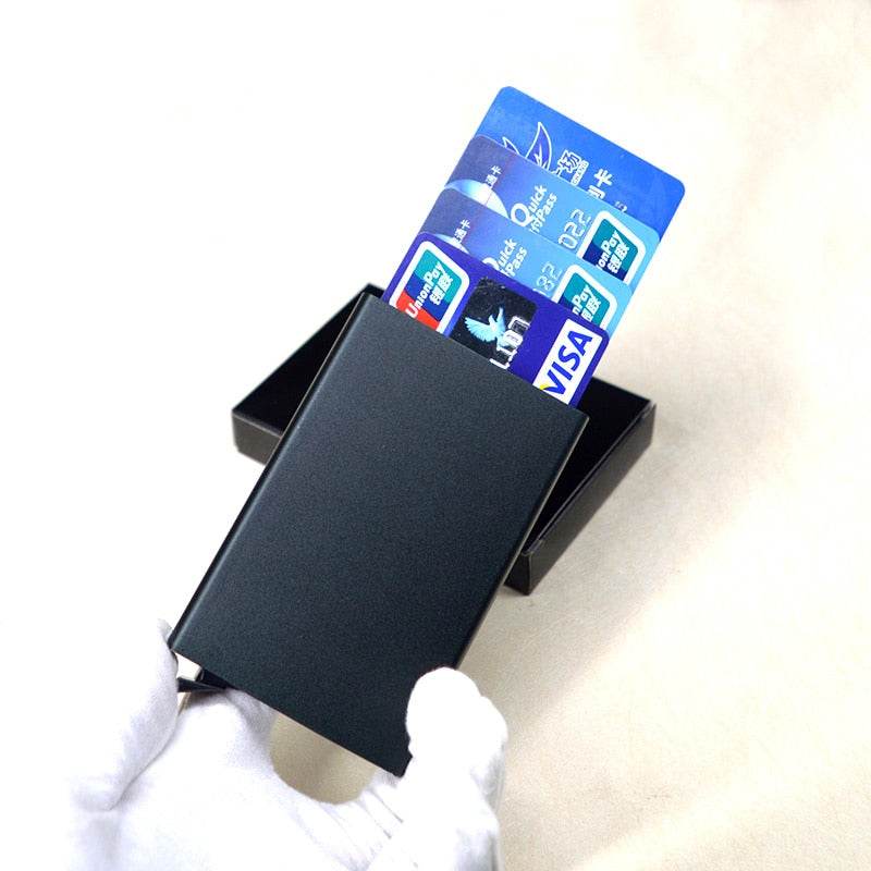 Anti Rfid Blocking Automatic Credit Card Holder Aluminum Metal Case To Protect Credit Cards Rfid Card Protection Bank Cardholder