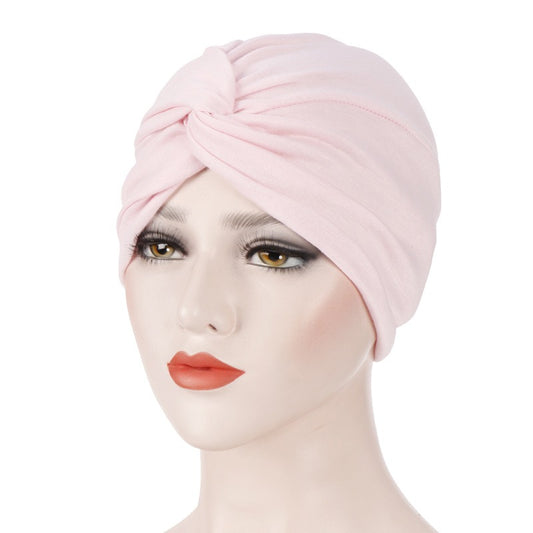 New elastic fabric with crossed candy colored twisted hat and candy colored base on the forehead