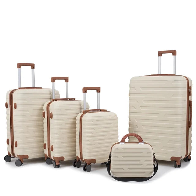 ABS Travel Luggage Sets 5 Piece Carry on Travel Bags Luggage Suitcase Set with Wheels Hardshell Luggage Bag