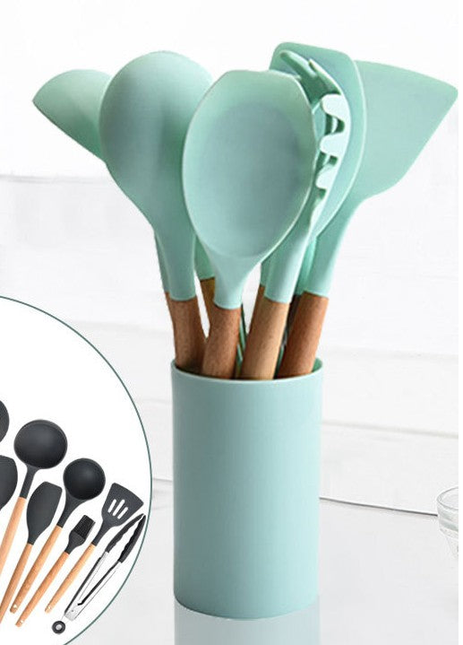 9 Pcs/Set Silicone Spatula Heat-resistant Soup Spoon Non-stick Special Cooking Shovel Kitchen Tools