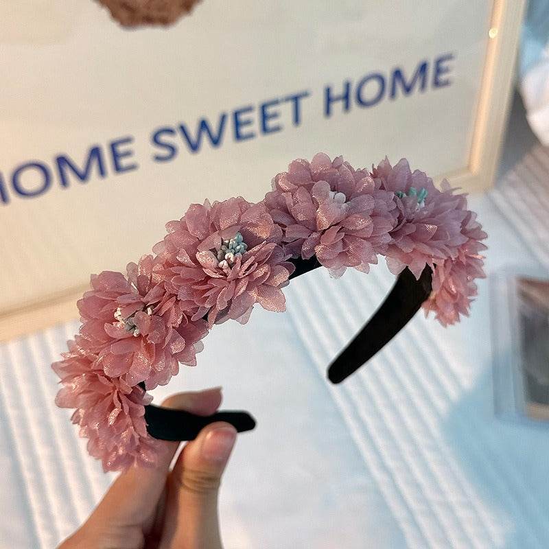 Fashionable fabric flower stamen flower hair hoop for women - MarvelouStoree