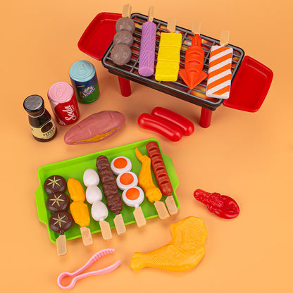 Children's Home Barbecue Simulation Food Seafood Fruit Vegetable Kitchen Hot Pot Toy Boys And Girls Cooking Set