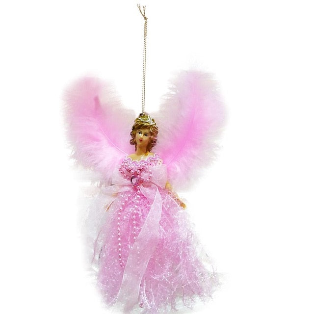 Mini Angel Christmas Tree Pendant with Feather Wings for Christmas Decorations Xmas Tree Ornament