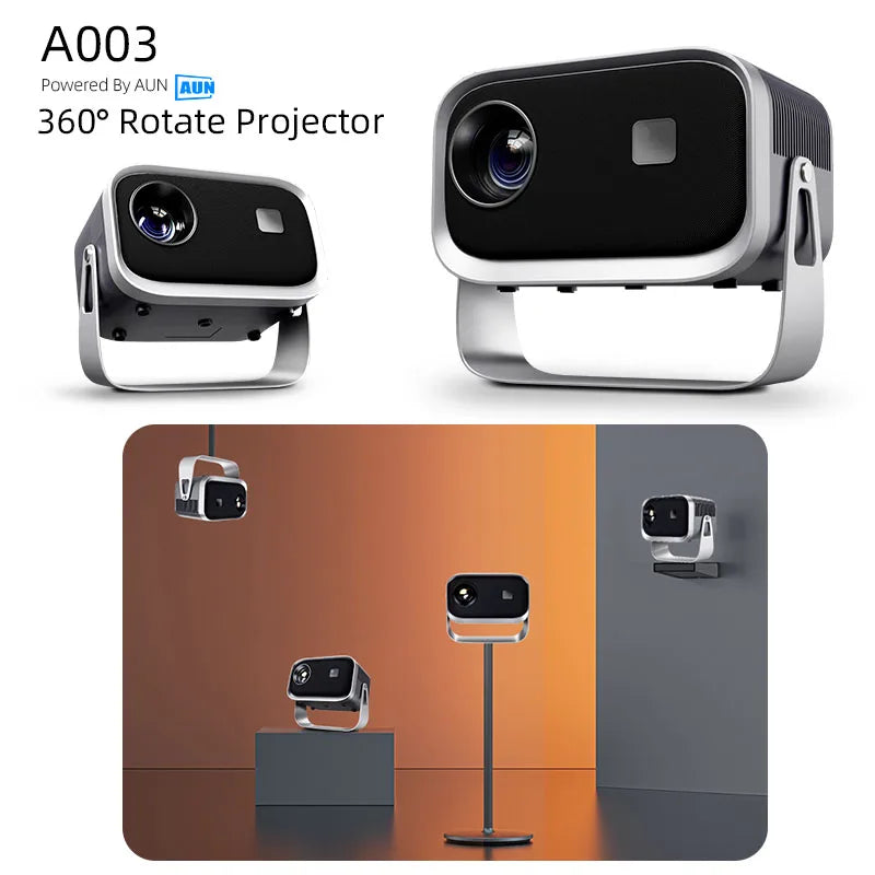 AUN A003 MINI Projector 3D Theater Portable Home Cinema LED Videoprojector WIFI Mirror Android IOS SmartPhone for 1080P 4K Video