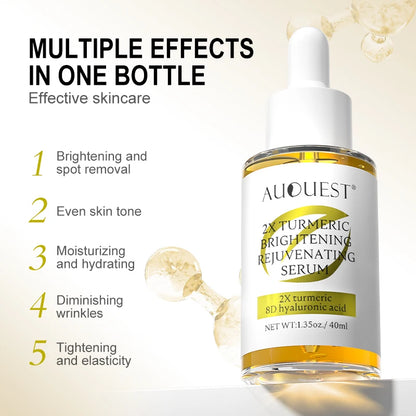 AUQUEST Vitamin C Face Serum Whitening Dark Spot Remover Hyaluronic Acid Collagen Turmeric Serum Brightening Facial Skin Care