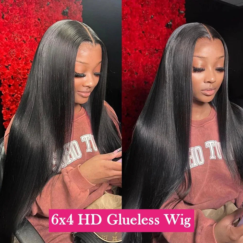 Wear Go Glueless Wig 30 32 Inch Bone Straight 13x6 HD Lace Frontal Wig Ready To Go Human Hair 6x4 HD Glueless Wigs Pre plucked