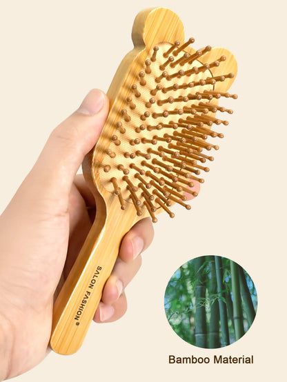 Eco Bamboo Hair Brush Nature Wooden Anti-Static Detangle Brush Hair Scalp Massage Comb Air Cushion Styling Tools for Women Men