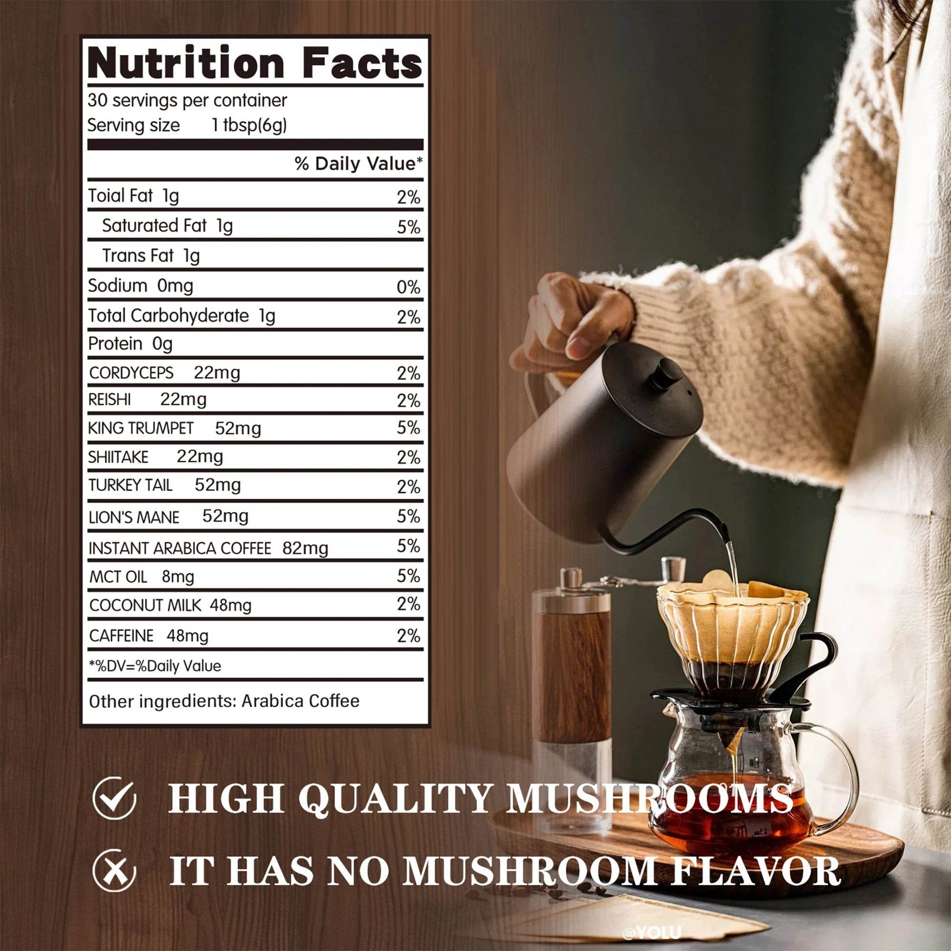 Organic Mushroom Coffee - Shiitake, Cordyceps, Supports Immune, Focus, Concentration, Stress, Digestion & Energy - 1 Pack - MarvelouStoree