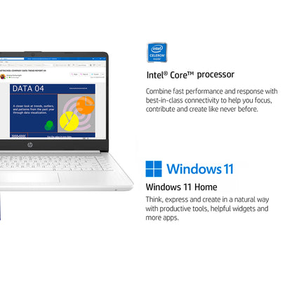 HP Newest 14" Business Laptop,Intel Celeron N4120,Up to 16GB RAM,320GB Storage(64GB eMMC+256GB Micro SD),1Year Office 365,White